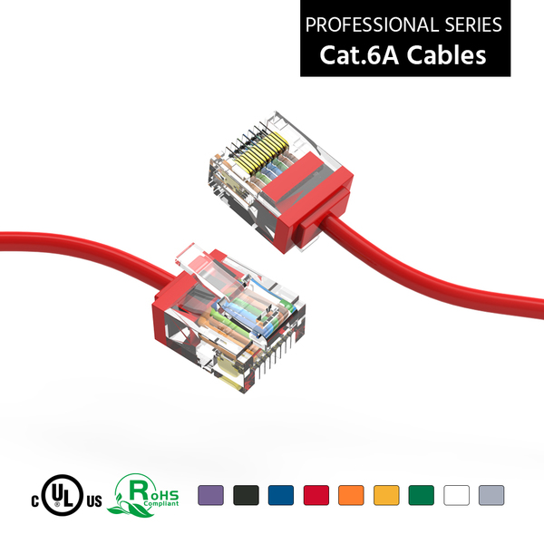 Bestlink Netware CAT6A UTP Super-Slim Ethernet Network Cable 32AWG- 7ft- Red 100297RD